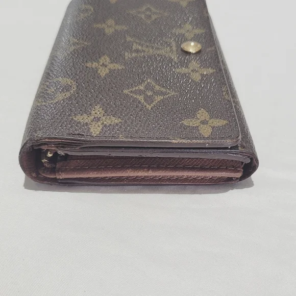 Louis Vuitton Brown Monogram Wallet Vintage Leather Zippered Porte Tresor Bifold - Picture 3 of 14
